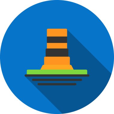 Contruction Barrial Düz Gölgesi, Vektör İllüstrasyonu