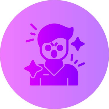 Mor yuvarlak simgeli bir adamın vektör çizimi