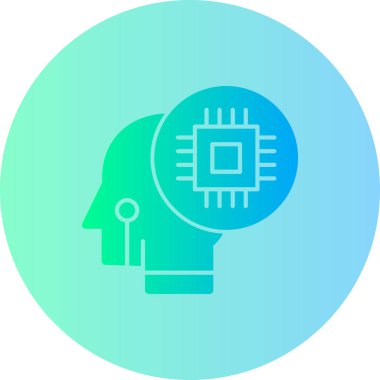 Beyin baş ve devre kartı simgesine sahip dairesel beyin, dijital teknoloji