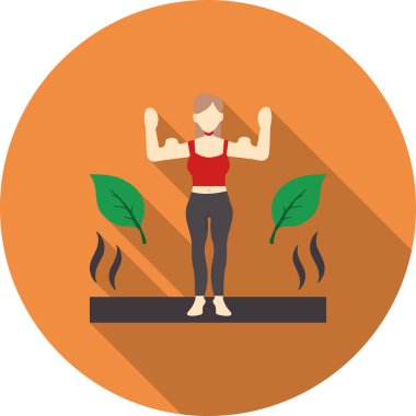 Platformda egzersiz yapan bir kadın. vektör illüstrasyonu.