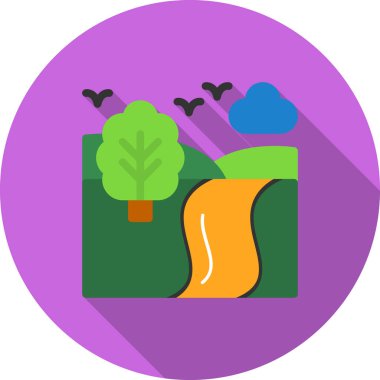 düz tasarım orman manzarası ikon vektör çizimi