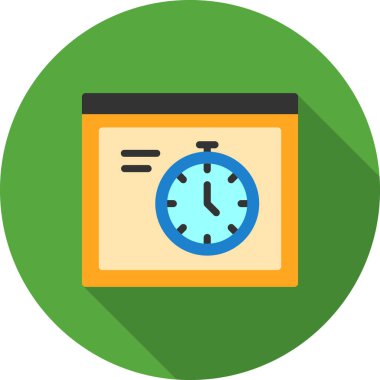 Stopwatch Düz Gölgesi, Vektör İllüstrasyonu