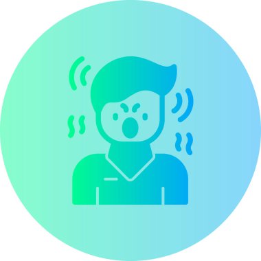 Kulaklıklı genç adam ve konuşma balonu vektörü ince renk simgesi