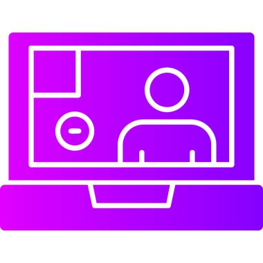 Dizüstü bilgisayar simgesi olan bir adamın vektör çizimi