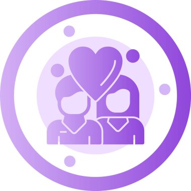 Kalp ikonu olan çift, vektör çizimi basit tasarım