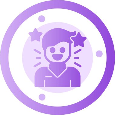 Gülümseyen mutlu bir adam ve yıldız ikonu vektör çizimi