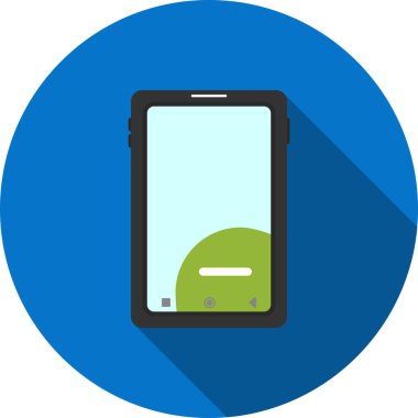 Mavi daireli akıllı telefon. düz dizayn. vektör simgesi.