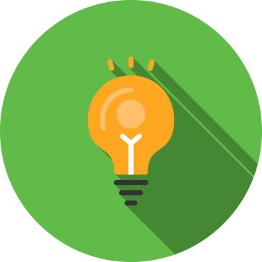 Beyaz arkaplanda düz bir yaprak simgesine sahip ampul.