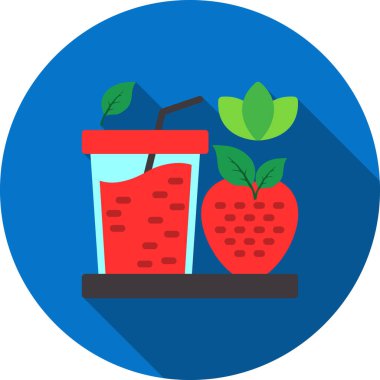 Çilekli. Web simgesi basit illüstrasyon