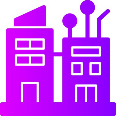 Şehir binaları vektör illüstrasyonunu düz renklerle