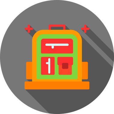 Sırt çantası simgesi, vektör illüstrasyonu. torba işareti