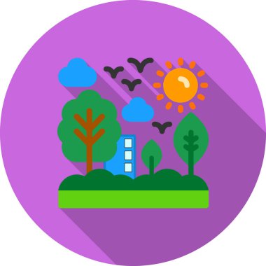 Güneş ve ağaç vektör tasarımı