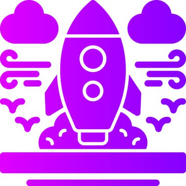 Roket. Web simgesi basit illüstrasyon