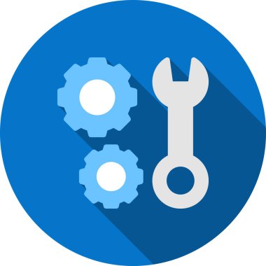 İngiliz anahtarı ve vites simgesi vektör çizimi