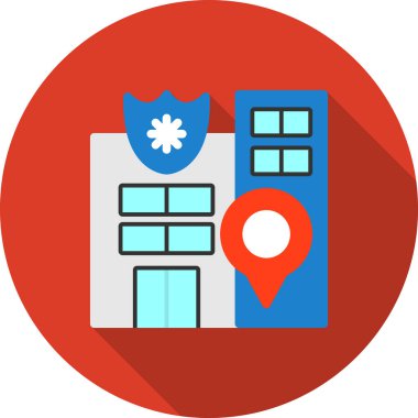 Hastane düz simgesi, vektör illüstrasyonu