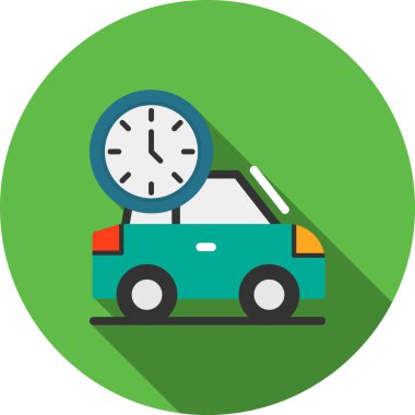 Saat Düz Gölgesi olan araba, Vektör İllüstrasyonu