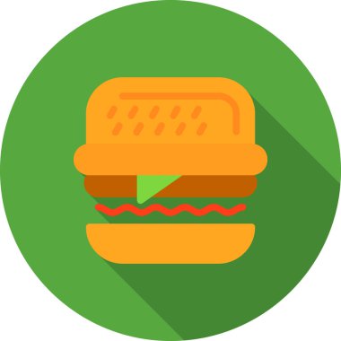 Hamburger yemek ikonu düz stil