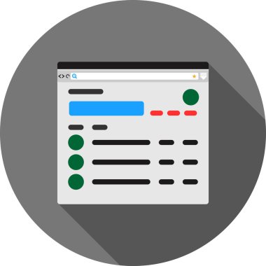 Tarayıcı düz simgesi beyaz arkaplan, vektör, illüstrasyon izole