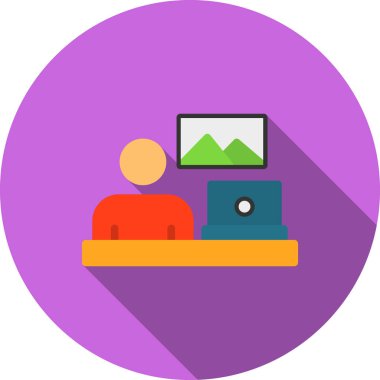 Dizüstü bilgisayarı olan bir bilgisayarın vektör çizimi