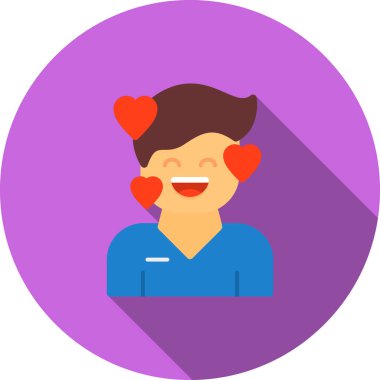 Kalp ikonu vektör illüstrasyon tasarımlı adam