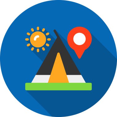 Güneş simgesi ve vektör illüstrasyonlu harita gösterici