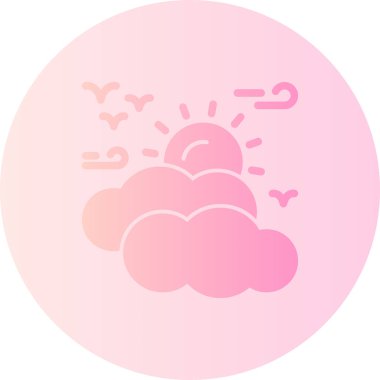 Güneşli ve aylı şirin bulut