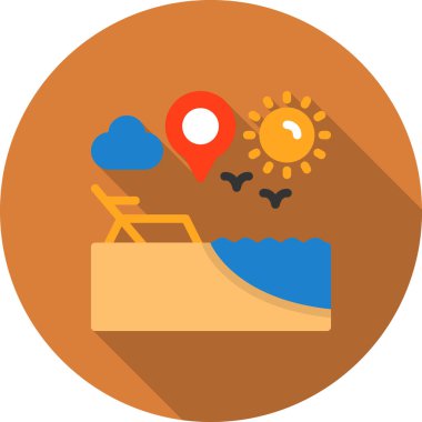 Uzun gölgeli yaz tatili ikonu