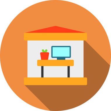 Merkez Ofis Düz Gölge, Vektör İllüstrasyonu