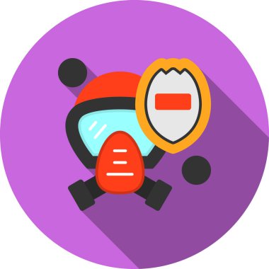 İtfaiyeci Miğfer Kalkanı Düz Gölgesi, Vektör İllüstrasyonu