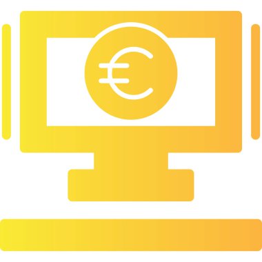 Bilgisayar simgesi vektör illüstrasyonlu euro sikkesi