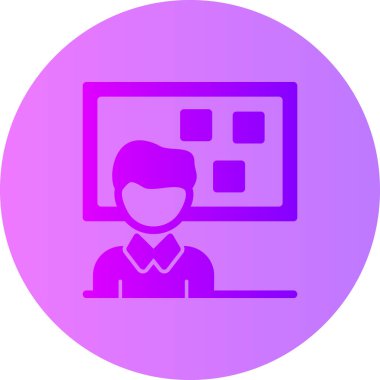 Dizüstü bilgisayarı ve monitörü olan bir adamın vektör çizimi