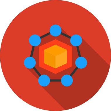 Atom molekülü ikonu. Web için atom vektör simgelerinin düz çizimi