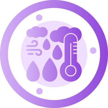 Soğuk hava sıcaklığı simgesi mor arkaplanda izole edilmiş düz stil.