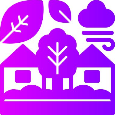 Ev simgesi olan bir ağacın vektör illüstrasyonu