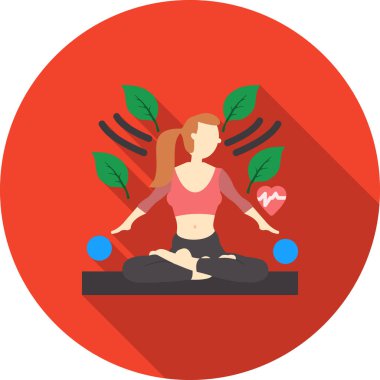 Kadın spor salonunda yoga yapıyor. Düz tasarımda vektör illüstrasyonu.