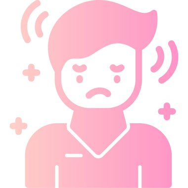 Siyah çizgili adam, beyaz arka planda izole edilmiş üzgün yüz ikonu. Üzücü ifade. Renkli bir set. vektör.