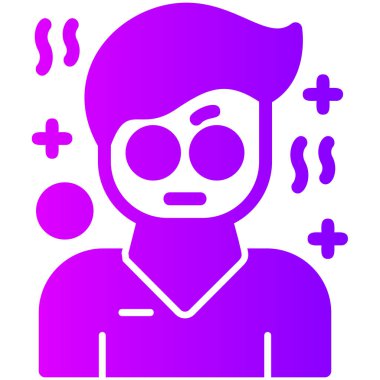 Mor maskeli ve virüslü bir adamın vektör çizimi