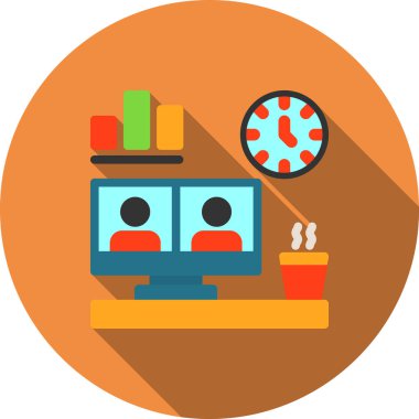 Uzak çalışma ortamı Düz Gölge, Vektör İllüstrasyonu