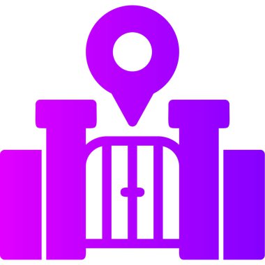 Mor ve beyaz bina simgesinin vektör çizimi