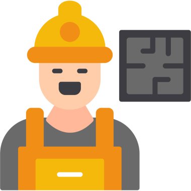 İşçi inşaat simgesi düz stil