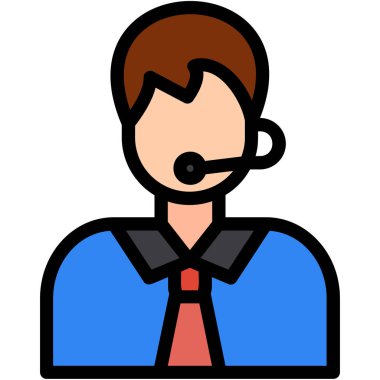 Müşteri çağrı merkezi simgesi renk ana hatları vektörü