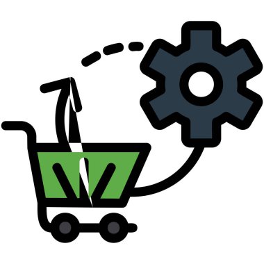 Otomobil vitesi alışveriş simgesi doldurulmuş taslak biçiminde