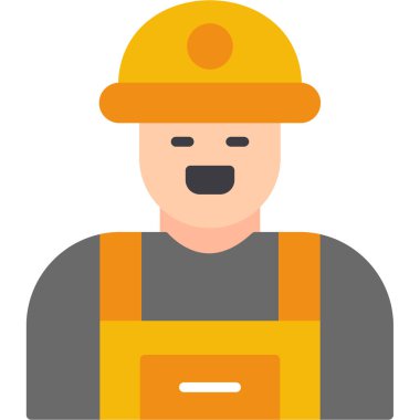 İnşaat işçisi avatar simgesi düz stil