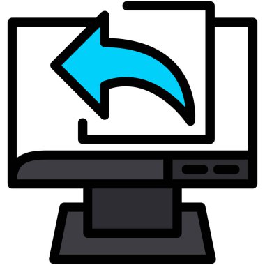 Bilgisayar monitörü simgesi. Taslak bilgisayar monitörü vektör rengi düz izole