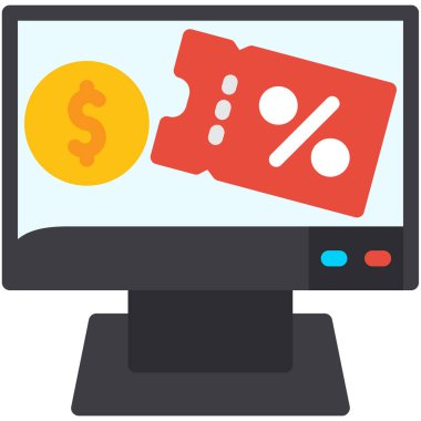 Düz stil bilgisayar ekommerce alışveriş simgesi