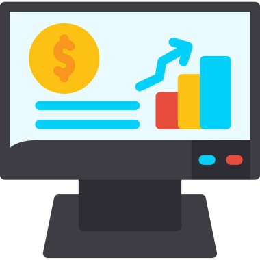 Dolar simgesi, vektör illüstrasyonlu bilgisayar monitörü