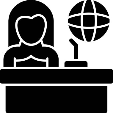 dünya konferans simgesi, vektör illüstrasyonu beyaz arkaplanda izole edildi