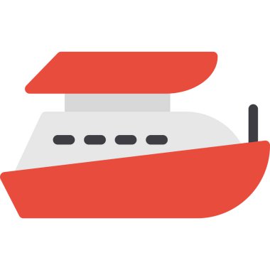 Gemi Düz Vektör Simgesi.