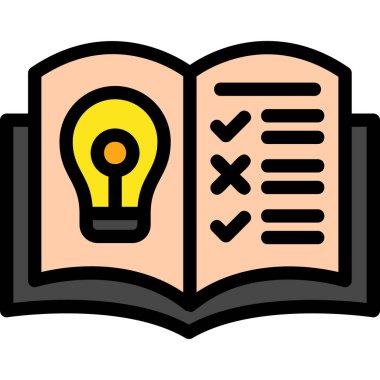 Kitap ve ampul ikonu. ışık ampul vektör simgesi ile özet kitap düz izole