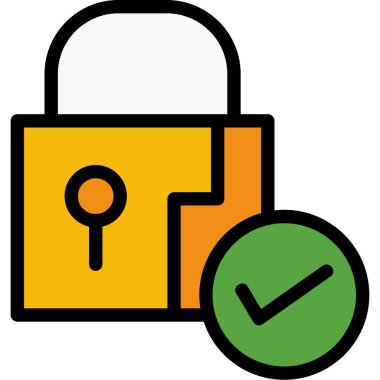 güvenlik kilidi vektör renk çizgisi simgesi